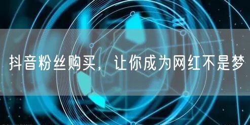 抖音粉丝购买，让你成为网红不是梦