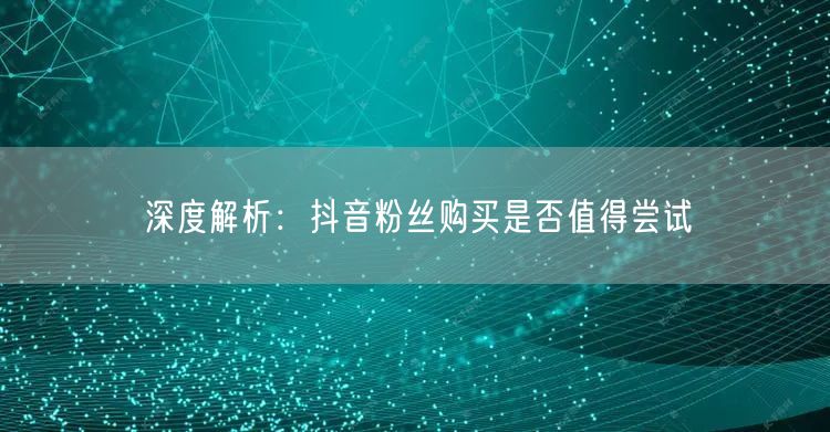 深度解析：抖音粉丝购买是否值得尝试