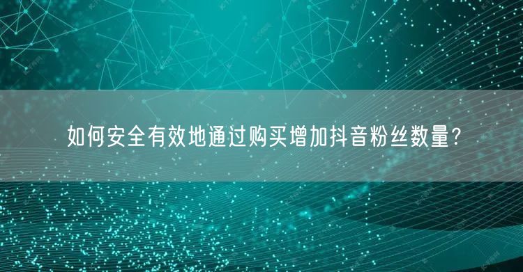 如何安全有效地通过购买增加抖音粉丝数量？