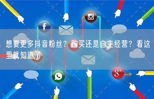 想要更多抖音粉丝？购买还是自主经营？看这里就知道了