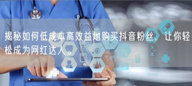 揭秘如何低成本高效益地购买抖音粉丝，让你轻松成为网红达人。