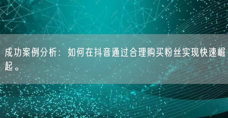 成功案例分析：如何在抖音通过合理购买粉丝实现快速崛起。