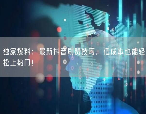 独家爆料：最新抖音刷赞技巧，低成本也能轻松上热门！