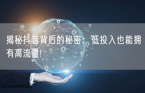 揭秘抖音背后的秘密：低投入也能拥有高流量!