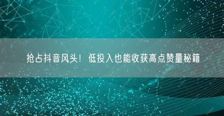 抢占抖音风头！低投入也能收获高点赞量秘籍