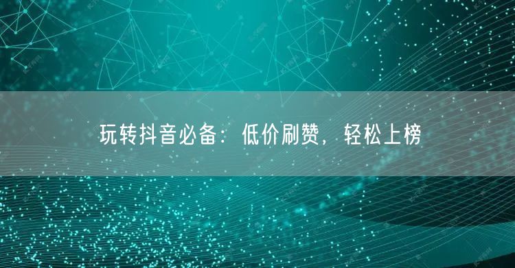 玩转抖音必备：低价刷赞，轻松上榜