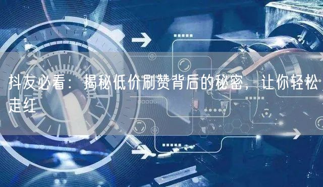 抖友必看：揭秘低价刷赞背后的秘密，让你轻松走红