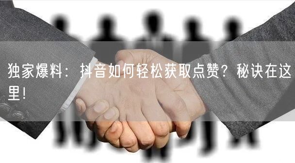 独家爆料：抖音如何轻松获取点赞？秘诀在这里！