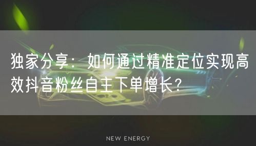 独家分享：如何通过精准定位实现高效抖音粉丝自主下单增长？