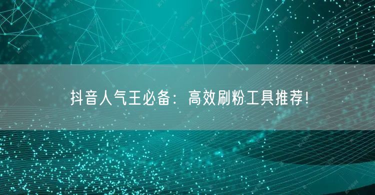 抖音人气王必备：高效刷粉工具推荐！