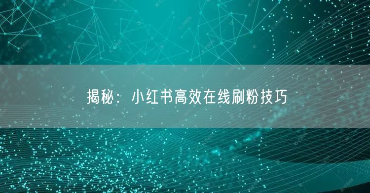 揭秘：小红书高效在线刷粉技巧