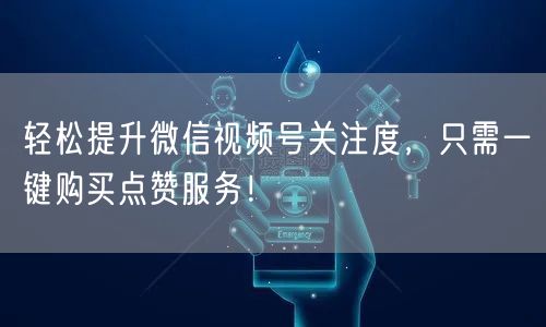 轻松提升微信视频号关注度，只需一键购买点赞服务！
