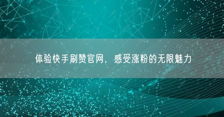 体验快手刷赞官网，感受涨粉的无限魅力