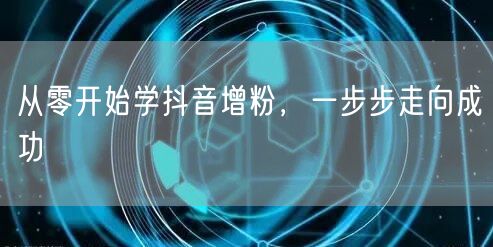 从零开始学抖音增粉，一步步走向成功