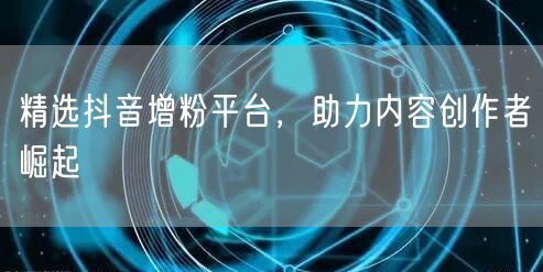 精选抖音增粉平台，助力内容创作者崛起