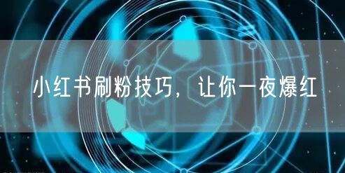小红书刷粉技巧，让你一夜爆红