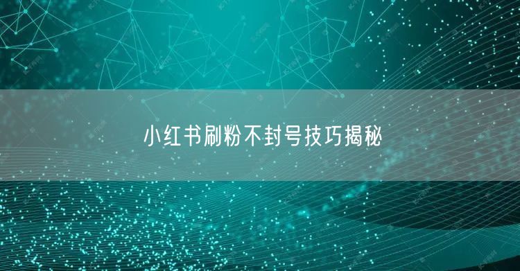 小红书刷粉不封号技巧揭秘