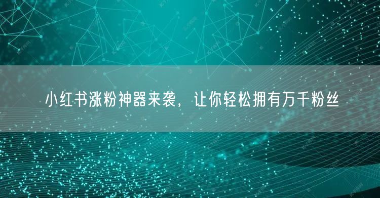 小红书涨粉神器来袭，让你轻松拥有万千粉丝