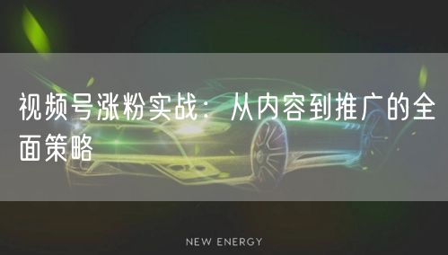 视频号涨粉实战：从内容到推广的全面策略