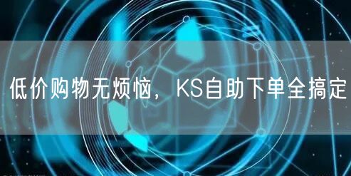 低价购物无烦恼，KS自助下单全搞定
