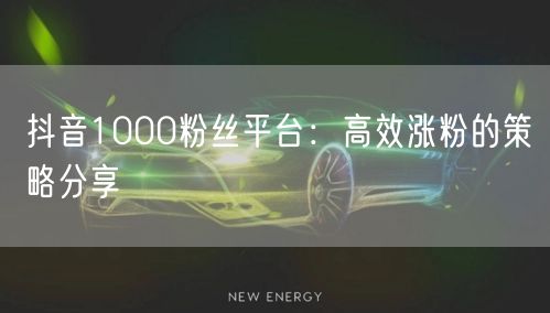 抖音1000粉丝平台：高效涨粉的策略分享