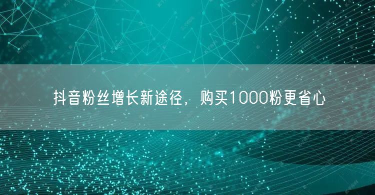 抖音粉丝增长新途径，购买1000粉更省心