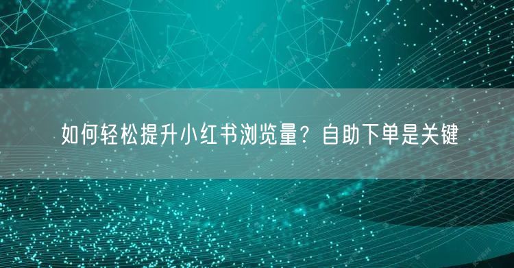 如何轻松提升小红书浏览量？自助下单是关键