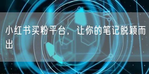 小红书买粉平台，让你的笔记脱颖而出